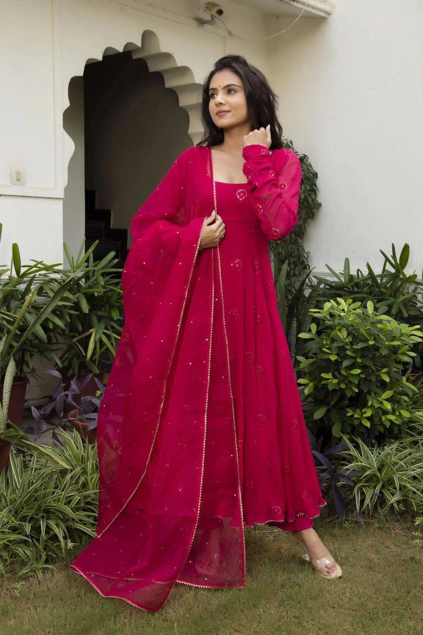 Georgette Embroidered Anarkali Dress for Women  H9501