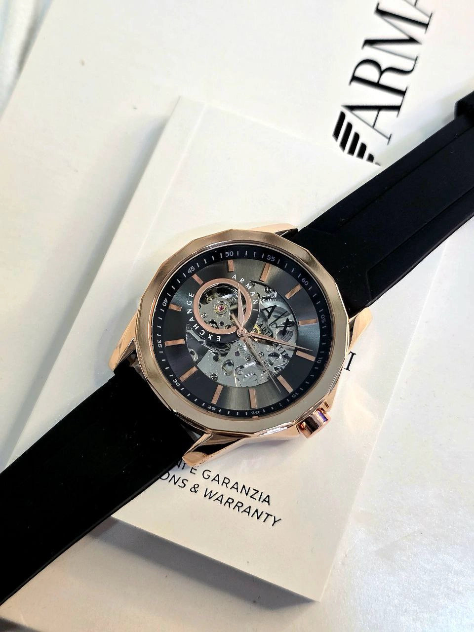 Armani Exchange Skeleton Watch for Men Automatic Luxury Timepiece