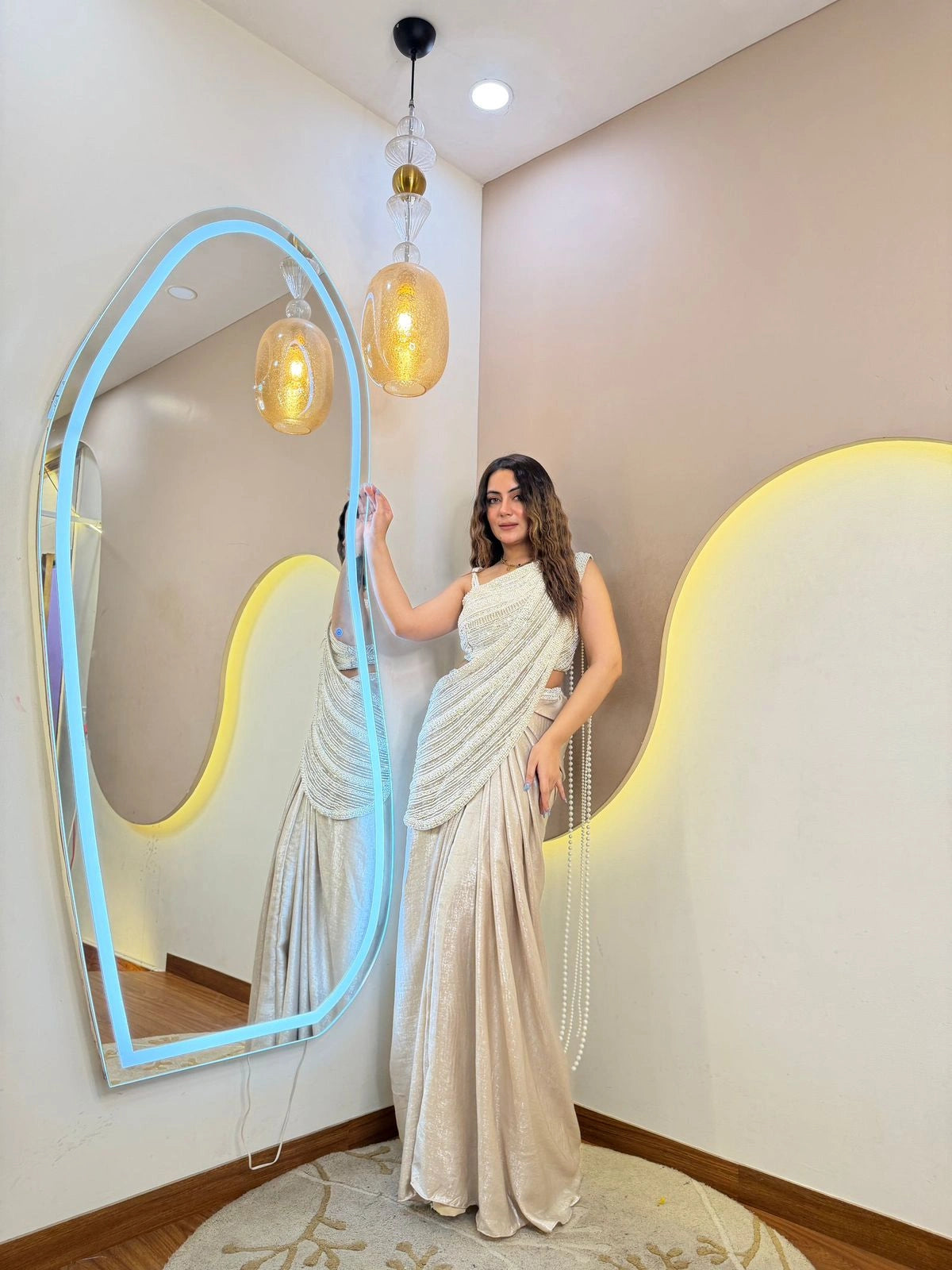 slim fit dress slacks Gold Ombre Chiffon Tube Gown Saree – Manish Malhotra main image 1