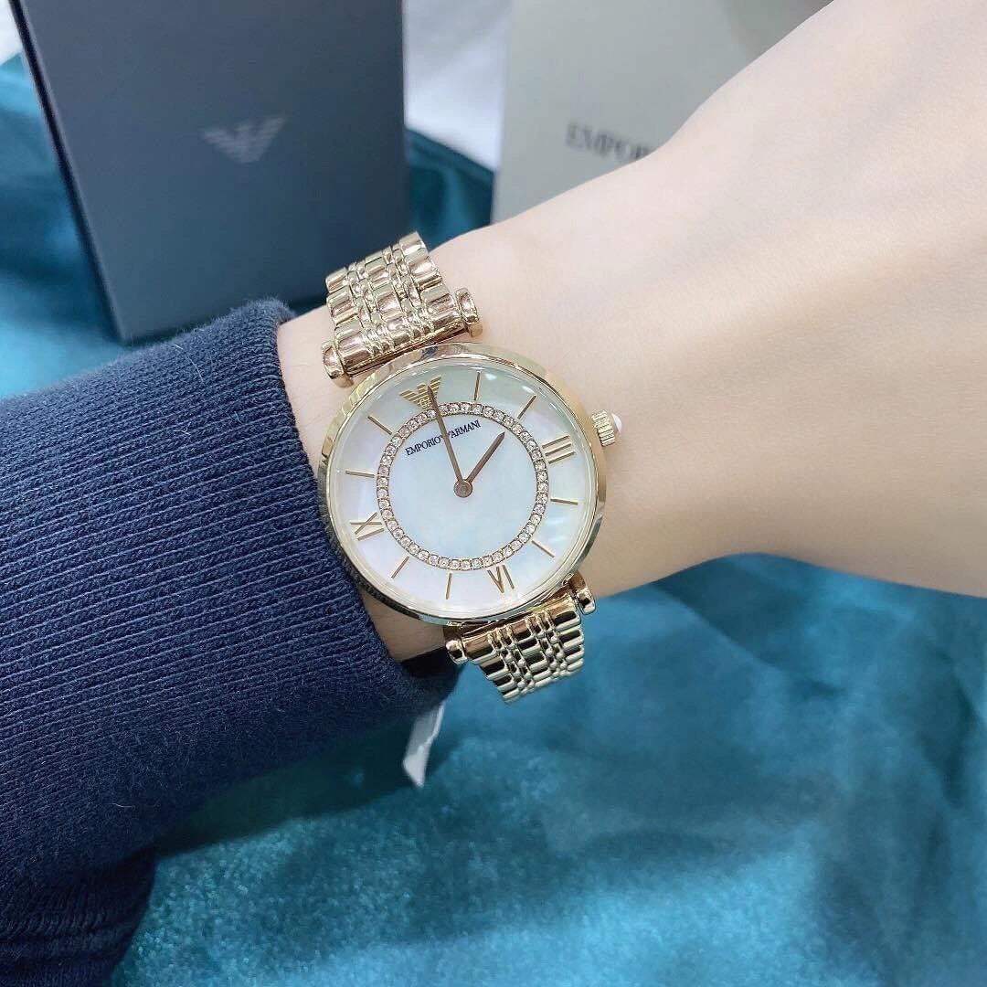 Emporio Armani AR1908 Women's Watch Diamond Pearl Dial