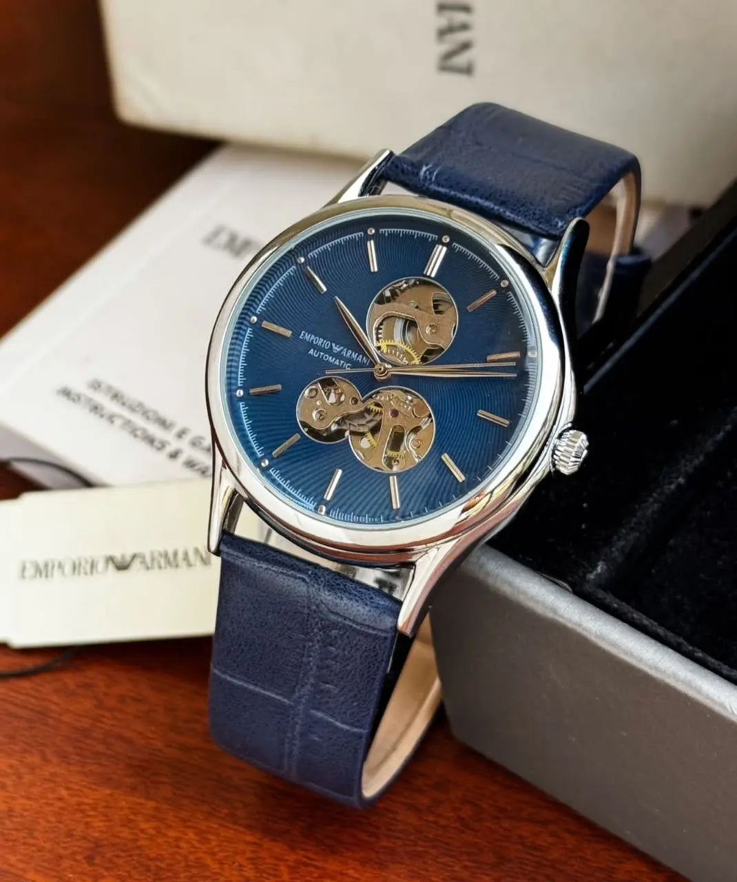 Emporio Armani Automatic Watch for Men 42mm Leather Strap