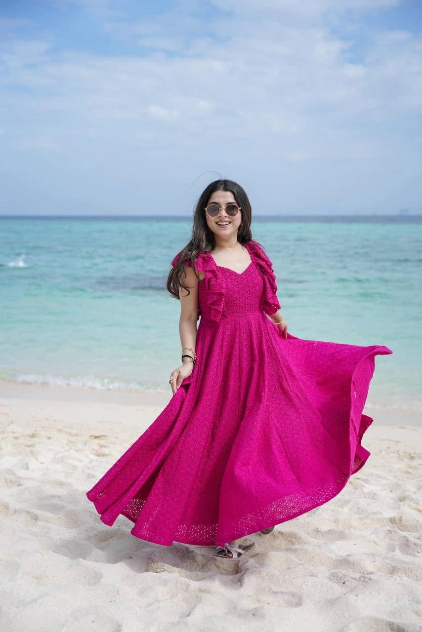 Pink Cotton Hakoba Summer Dress with V Neck Stylish Summer Clothing Sale Pink Cotton Hakoba Summer Dress with V Neck Stylish Summer Clothing Sale