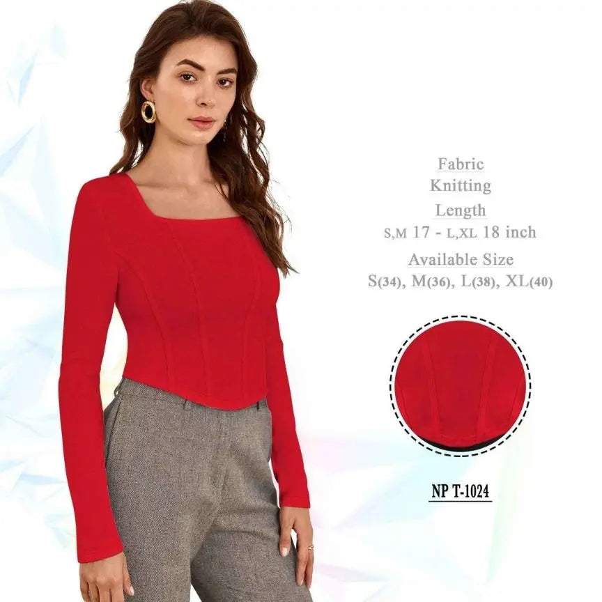 Square Neck Full Sleeve Crop Top for Women & Girl - NextBuy