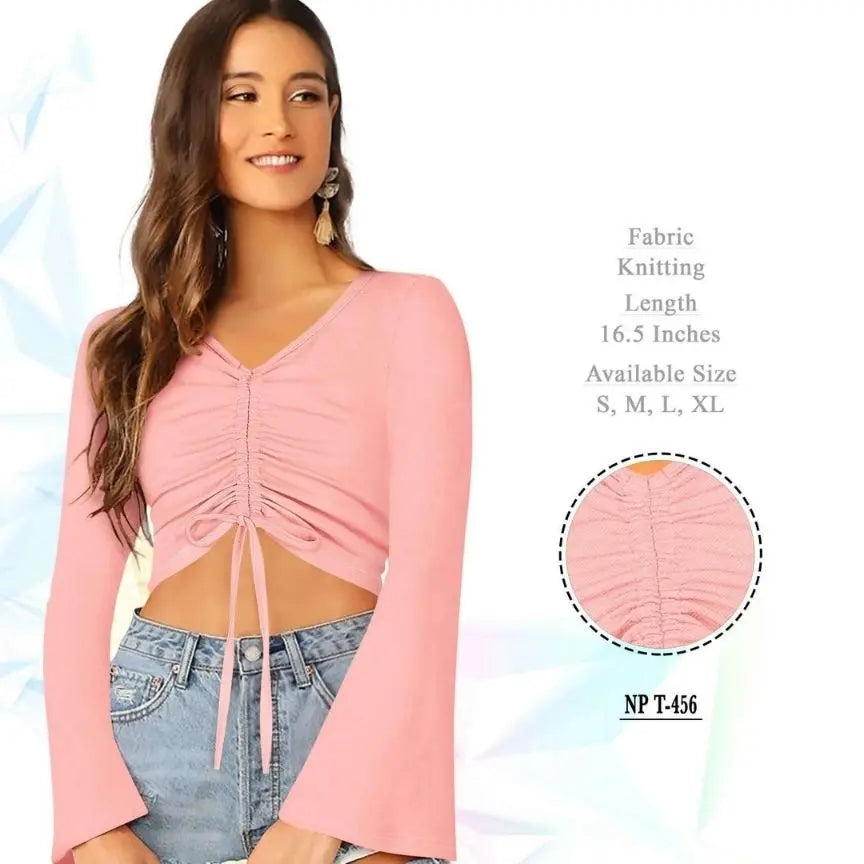 Bell Sleeve Ruched Crop Top - NextBuy