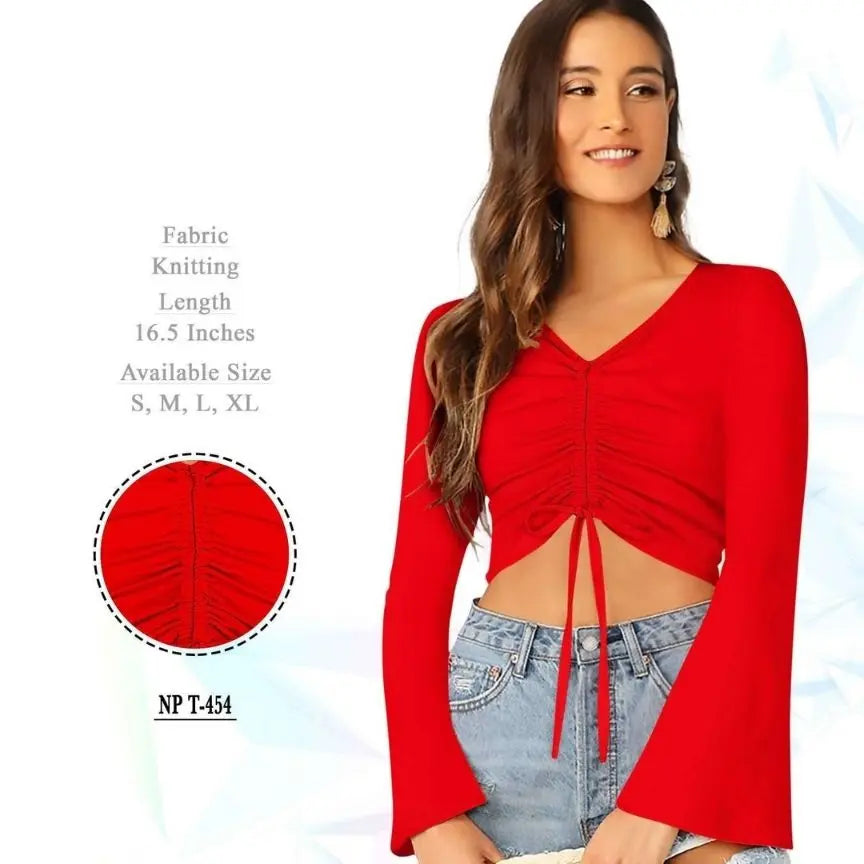 Bell Sleeve Ruched Crop Top - NextBuy