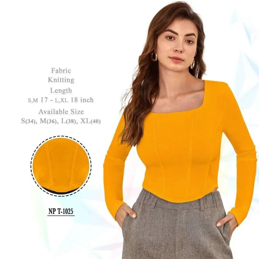 Square Neck Full Sleeve Crop Top for Women & Girl - NextBuy