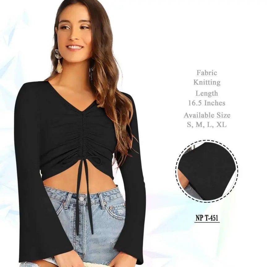 Bell Sleeve Ruched Crop Top - NextBuy