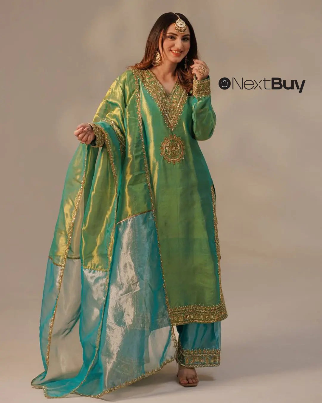 Embroidered Top, Palazzo Pants, and Dupatta Set NextBuy