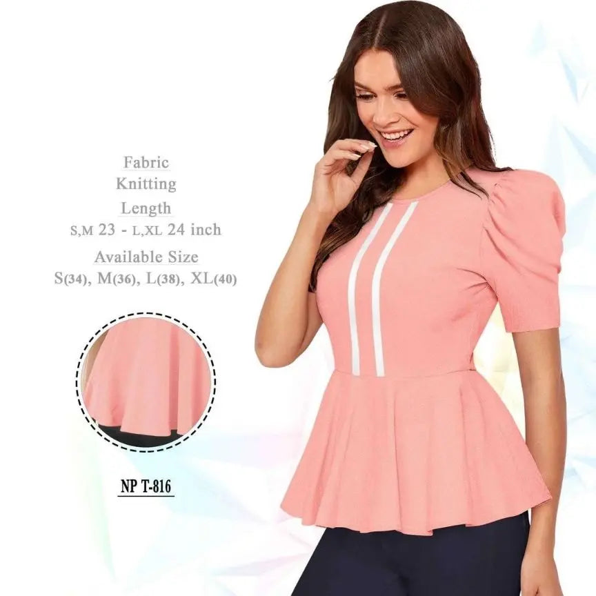 Casual Puff Sleeves Solid Women Top - NextBuy