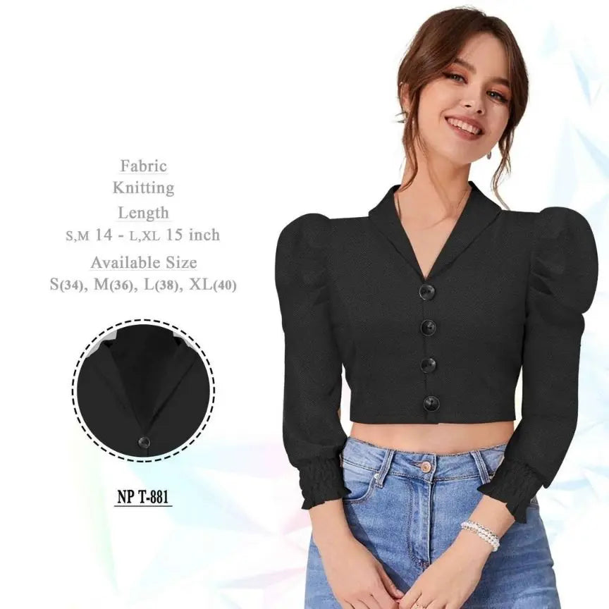 Odette Black Regular Fit Crop Top - NextBuy