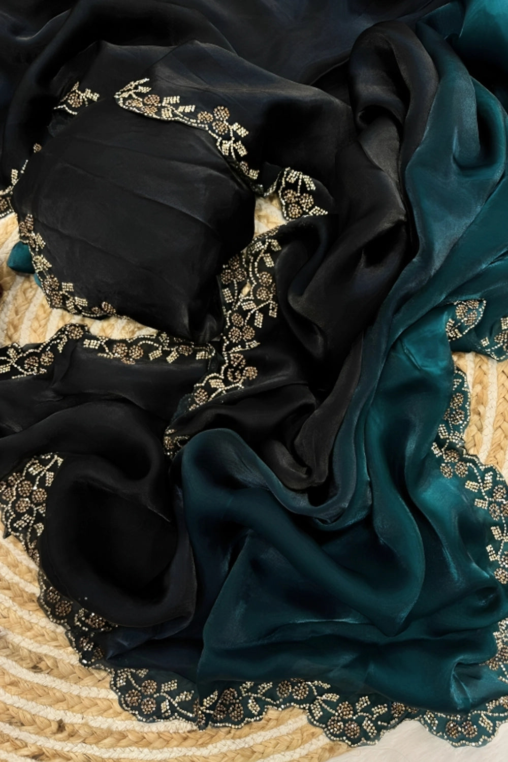 Diamond jarkan embroidery saree