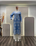 Powder Blue Rayon Cotton Chikankari Kurta - NextBuy