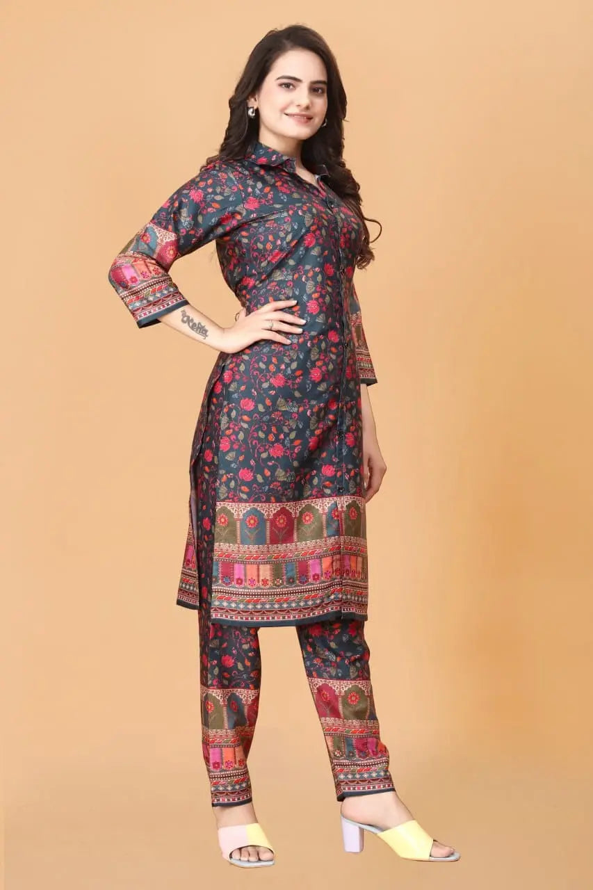 Women Floral Print Kurta & Pants Co-Ord Set - NextBuy