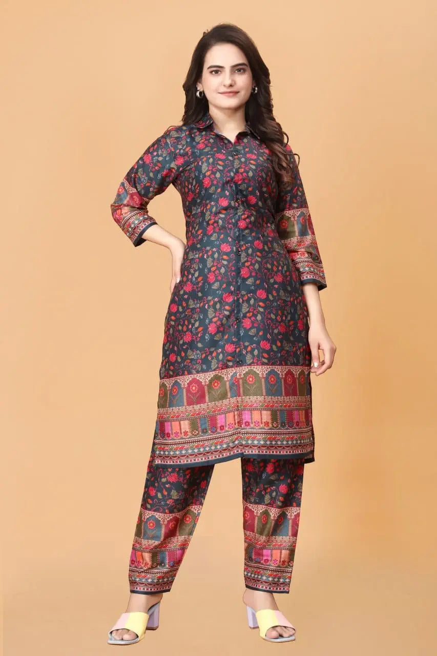 Women Floral Print Kurta & Pants Co-Ord Set - NextBuy