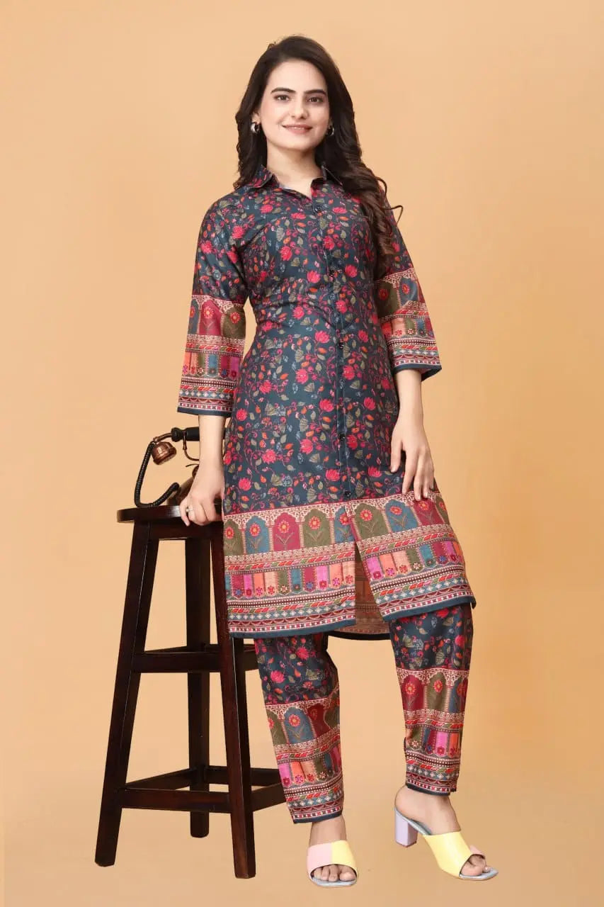Women Floral Print Kurta & Pants Co-Ord Set - NextBuy