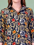 Floral Printed Cotton Rayon Black Colored Shirt Styled Co-Ords Set - NextBuy