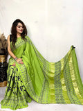 Beautiful Designer Pure Lagdi Gajji Soft Silk Ajrakh Bandhej Saree - NextBuy