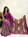 Beautiful Designer Pure Lagdi Gajji Soft Silk Ajrakh Bandhej Saree - NextBuy