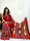 Beautiful Designer Pure Lagdi Gajji Soft Silk Ajrakh Bandhej Saree - NextBuy
