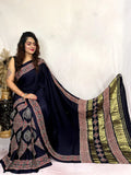 Beautiful Designer Pure Lagdi Gajji Soft Silk Ajrakh Bandhej Saree - NextBuy