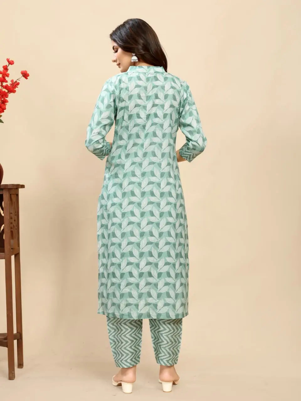 Cotton Floral Block Printed Kurti Pair - NextBuy