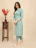 Cotton Floral Block Printed Kurti Pair - NextBuy