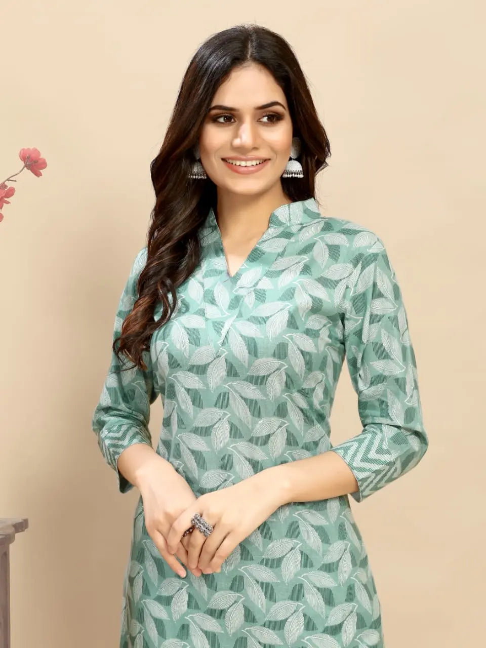 Cotton Floral Block Printed Kurti Pair - NextBuy