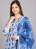 Floral Printed Regular Kurta With Trousers & Dupatta - NextBuy