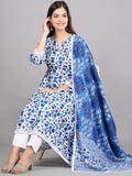 Floral Printed Regular Kurta With Trousers & Dupatta - NextBuy