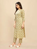 Women Leaf Print Straight Kurta & Pants - NextBuy