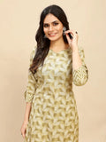 Women Leaf Print Straight Kurta & Pants - NextBuy