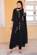 Foil Printed Angrakha Kurta With Handmade Latkan And Dupatta - NextBuy
