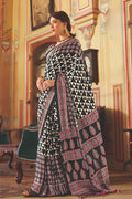 Ajrakh Digital Print Chinon Fabric Saree With Very Soft in Texture - NextBuy