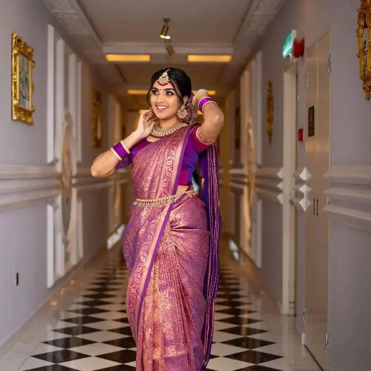 SOFT LICHI SILK SAREE WITH BLOUSE - NextBuy
