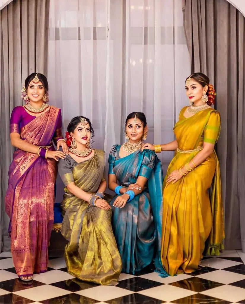 SOFT LICHI SILK SAREE WITH BLOUSE - NextBuy