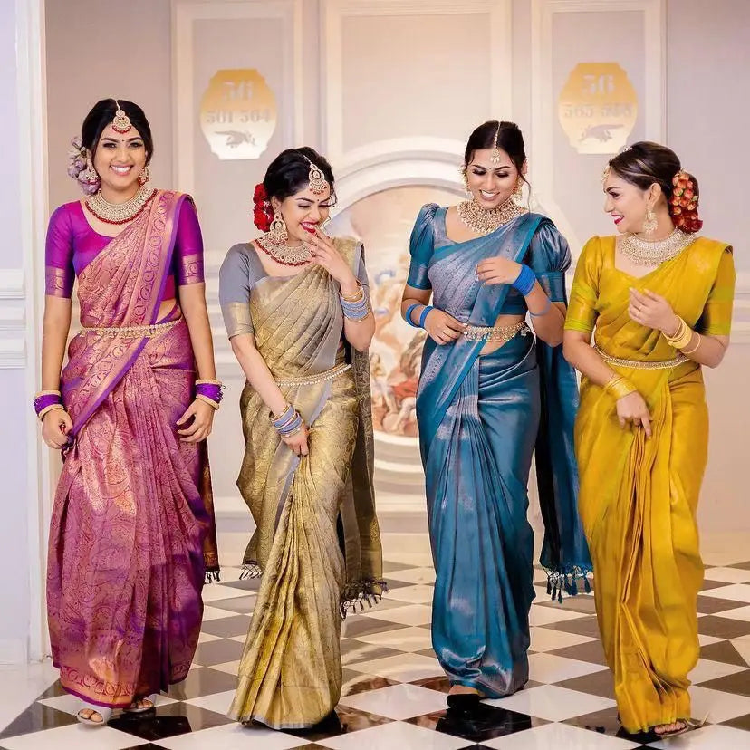 SOFT LICHI SILK SAREE WITH BLOUSE - NextBuy