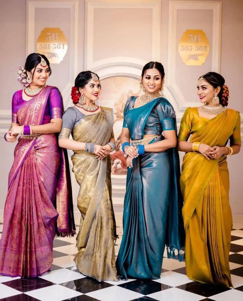 SOFT LICHI SILK SAREE WITH BLOUSE - NextBuy