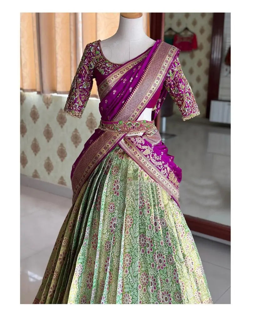 Kanjiveram Silk Zari Lehanga With Blouse Along With Banarashi Silk Duppta - NextBuy