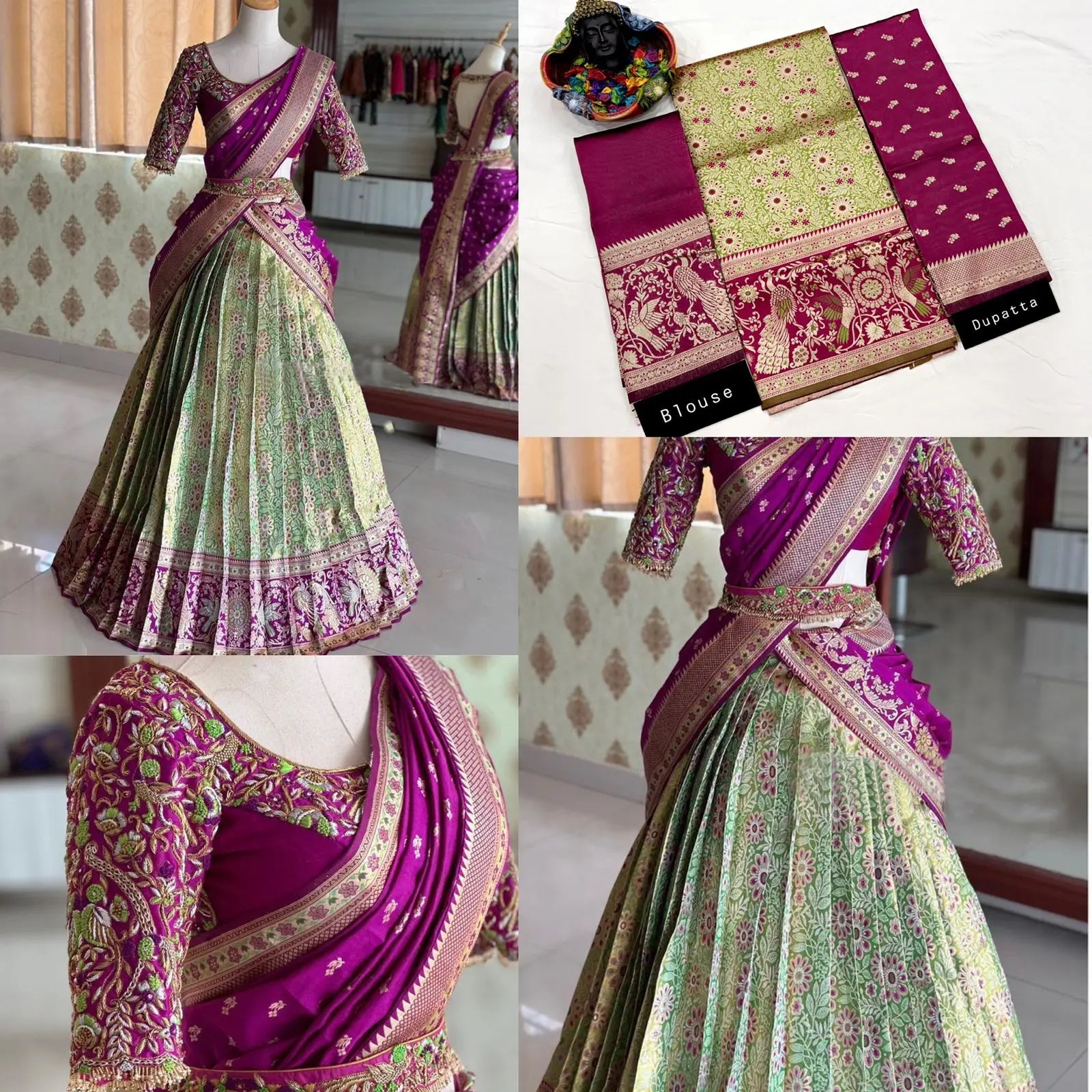 Kanjiveram Silk Zari Lehanga With Blouse Along With Banarashi Silk Duppta - NextBuy