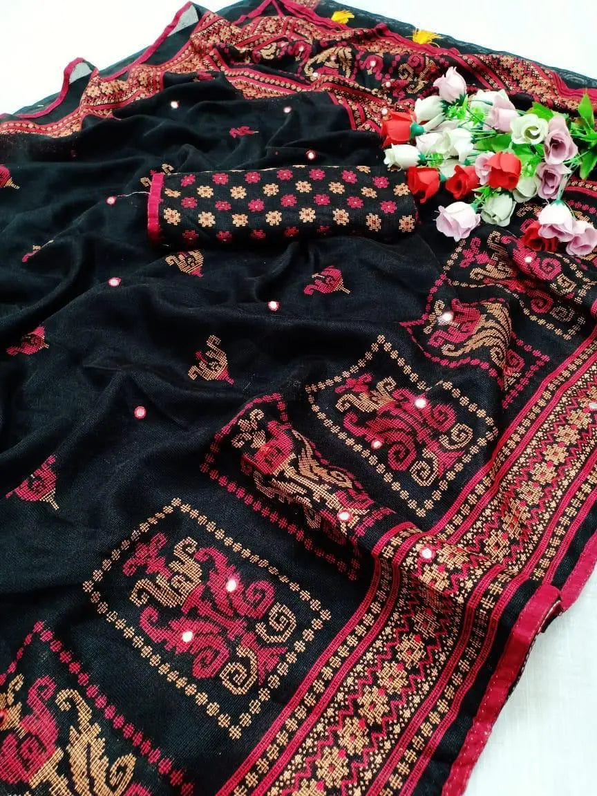 HD Print and foil mirror work Saree - NextBuy