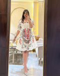 Floral Embroidered A-Line Cotton Dress - NextBuy