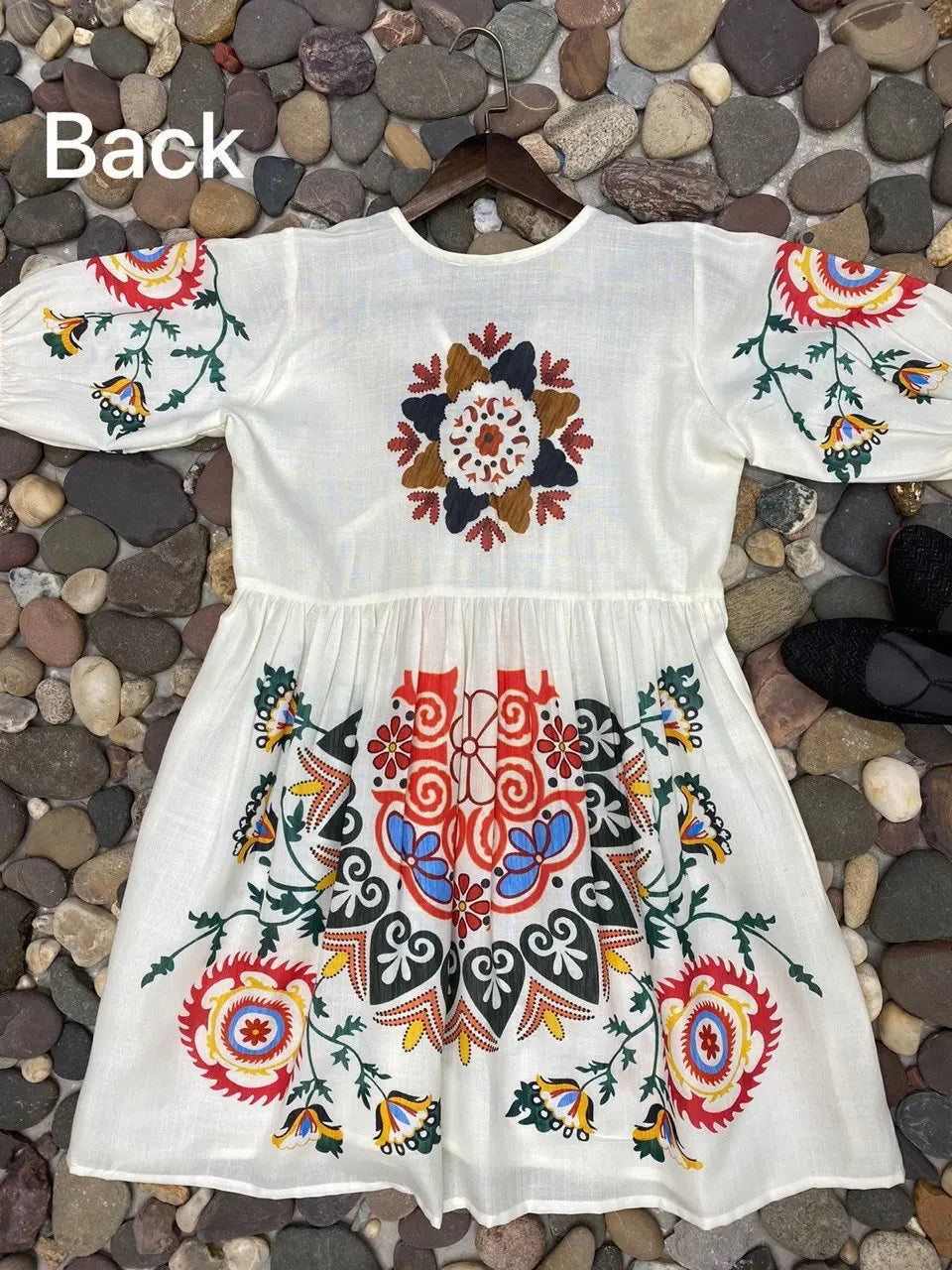 Floral Embroidered A-Line Cotton Dress - NextBuy