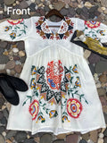Floral Embroidered A-Line Cotton Dress - NextBuy