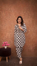 HEAVY COTTON THREAD EMBROIDED REAL MIRROR WORK TOP-PANT - NextBuy
