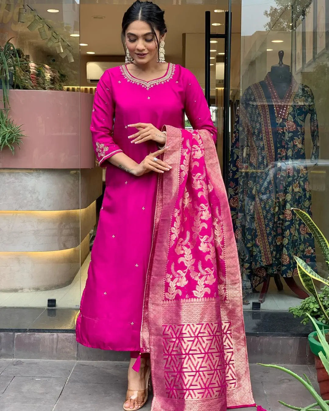 Embroidered Kurta, Trouser/Pant Dupatta Set - NextBuy