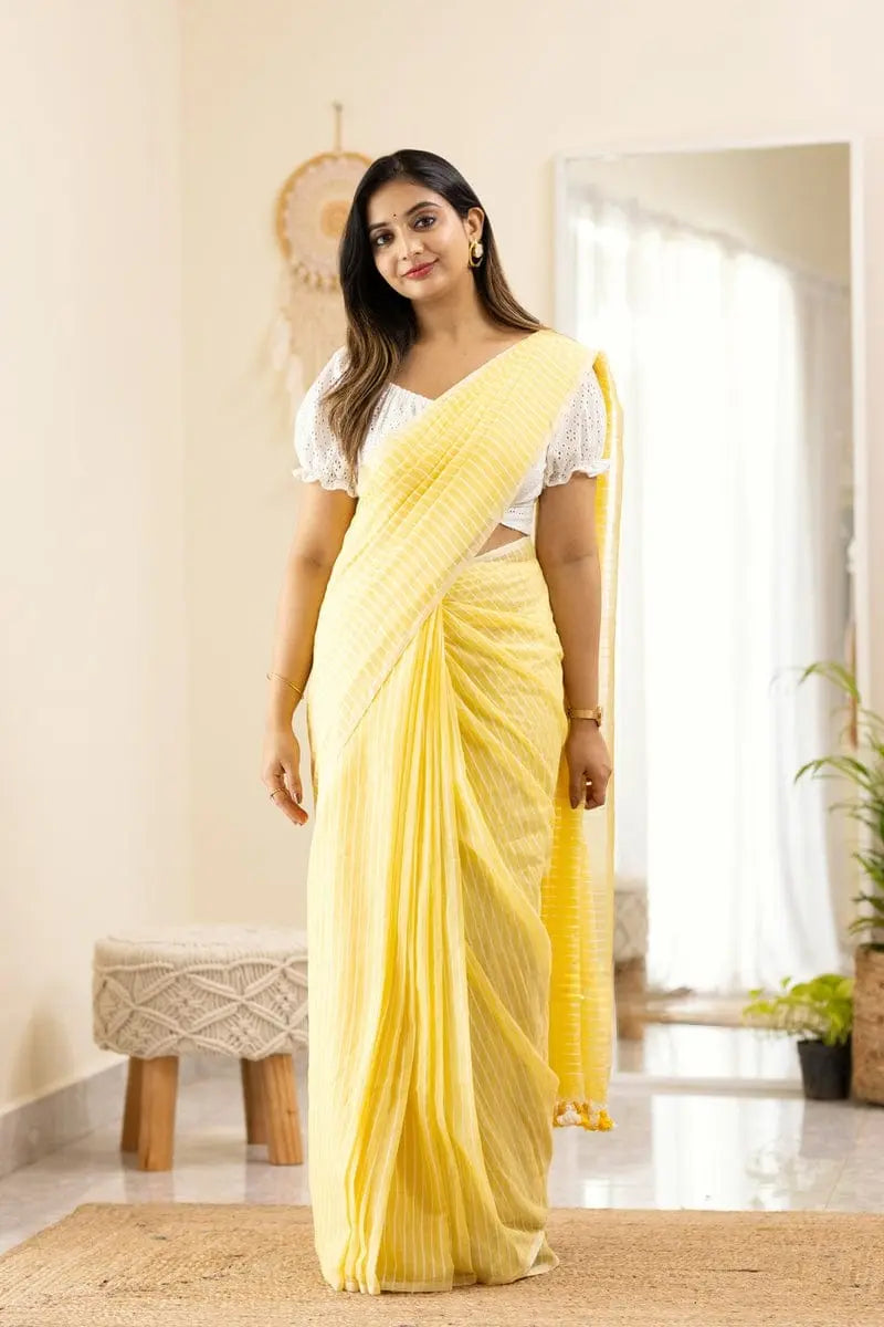 Saree - Soft LINEN Cotton Saree with Very Fancy Tassels Same as Shown In Picture NextBuy
