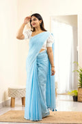 Saree - Soft LINEN Cotton Saree with Very Fancy Tassels Same as Shown In Picture NextBuy