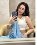 Soft LINEN Cotton Saree with Very Fancy Tassels Same as Shown In Picture - NextBuy
