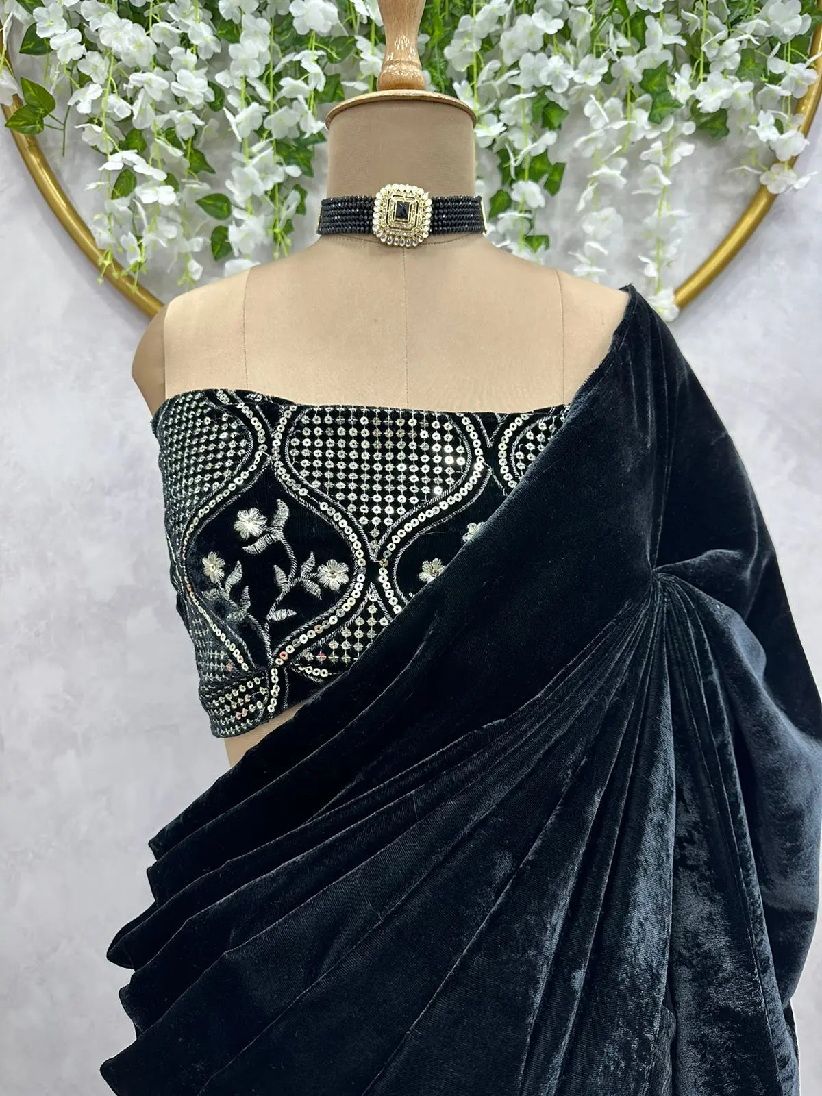 Black Colour Sequence Work Designer Saree For Girls - NextBuy