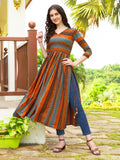 Geometric Printed Naira Kurta With Handmade Latakans - NextBuy